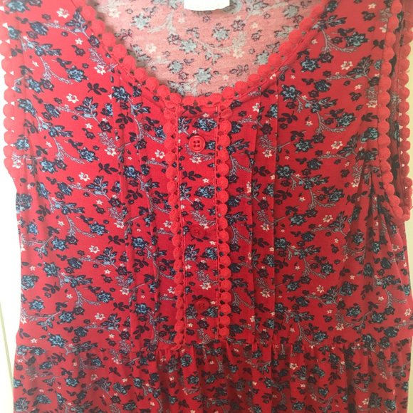 Evsie | LIKE NEW! Girls Floral Eyelet Trim Babydoll Top - Picture 4 of 11